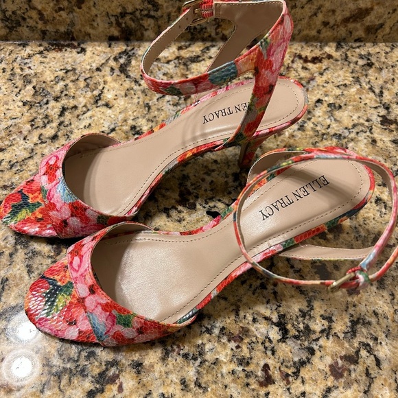 Ellen Tracy Floral Sandals - Pink and Green - Picture 3 of 6